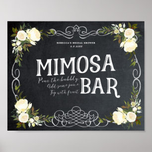 Elfenbeinblume Mimosa Bar Sign Grillen Hochzeit et Poster