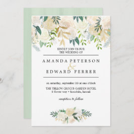 Elfenbeinblume Rose Grüne Hochzeitsminze Einladung