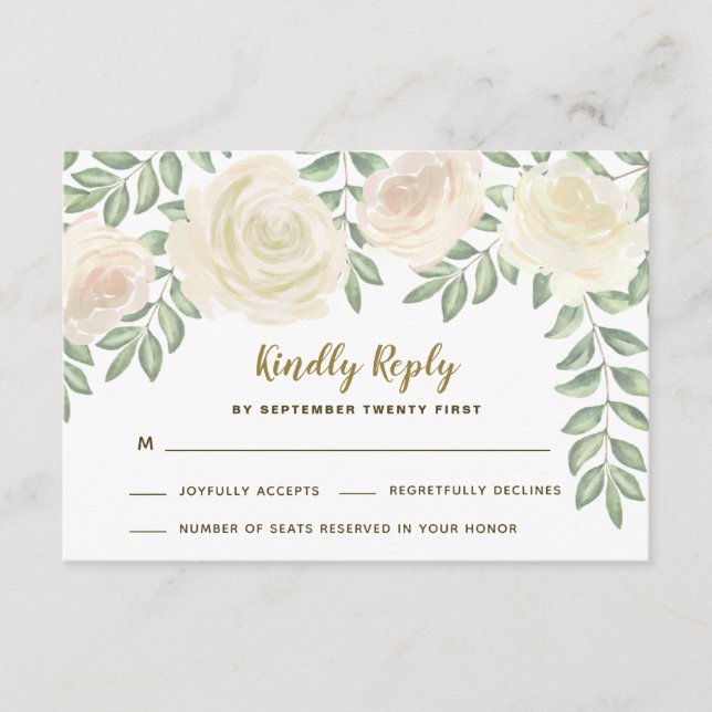 Elfenbeinblush Champagne Blumenbläschen RSVP-Karte RSVP Karte (Vorderseite)