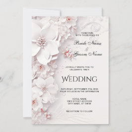 Elfenbeinblush Pink Bloral Hochzeitseinladung Einladung