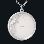 Elfenbeinblush Pink Floral Necklace Versilberte Kette<br><div class="desc">Schöne Elfenbeinblüte Rosa Blumenklammer</div>