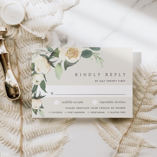 Elfenbeinblütenfarbe Blumenkohl Wahl RSVP Karte (Von Creator hochgeladen)