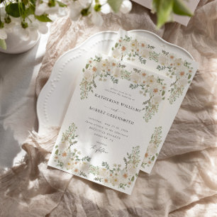Elfenbeinblütengarten Elegante Hochzeit Einladung