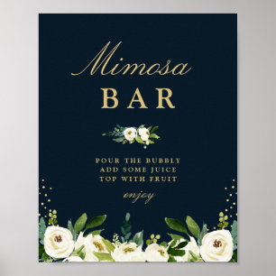 Elfenbeinblütenzeichen Mimosa Bar Brautparty Poster