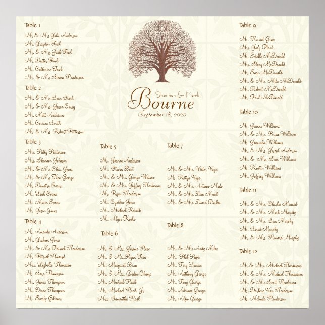 Elfenbeinbraun, wirbelreicher Baum mit Vögeln, 12  Poster (Vorne)