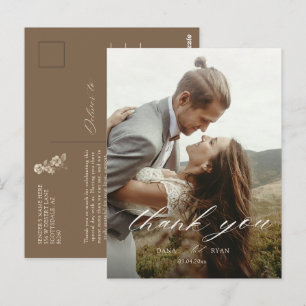 Elfenbeinbraunes Vintage-Botanik-Foto-Hochzeit Postkarte