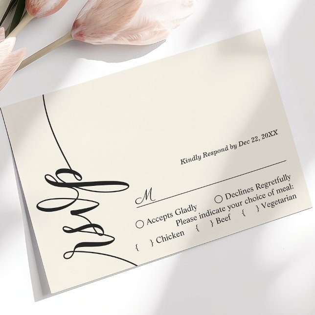 Elfenbeincreme Elegante Calligrafy Wedding RSVP Ca (Von Creator hochgeladen)