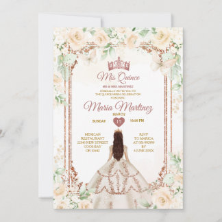 Elfenbeincreme und Kupfer Gold Prinzessin Quiñcean Einladung