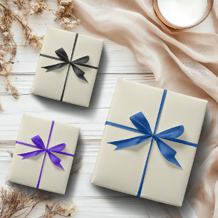 Elfenbeincreme Uni   Klassisch   Elegant Geschenkpapier Set
