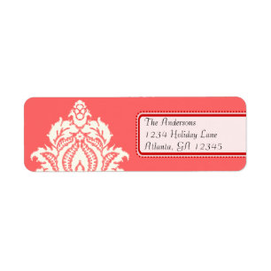 Elfenbeindamask auf rosa mit Rot