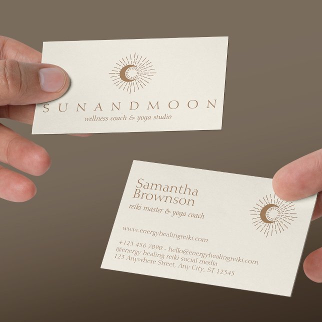 Elfenbeinenergie Heilung Sonnenmond spirituell Visitenkarte (Ivory Energy Healing Sun Moon Spiritual Business Card)