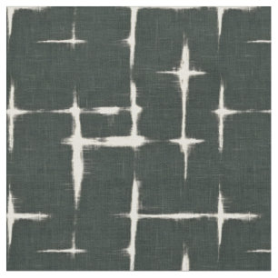 Elfenbeinfarbe Abstrakt auf Forest Green Linen Stoff