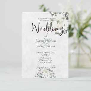 Elfenbeinfarbene Aquarell-Blumen-Hochzeitseinladun Einladung