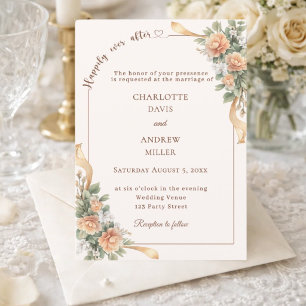 Elfenbeinfarbene Champagner-Blumenband elegante Ho Einladung