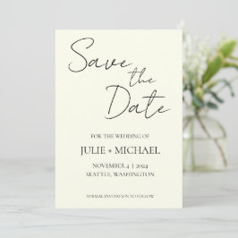 Elfenbeinfarbene einfache Hochzeit Save The Date