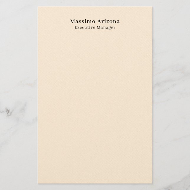 Elfenbeinfarbene einfache professionelle moderne m briefpapier (Vorderseite)