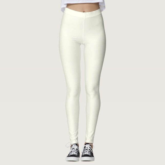 Elfenbeinfarbene einfarbige Fläche Leggings (Vorderseite)