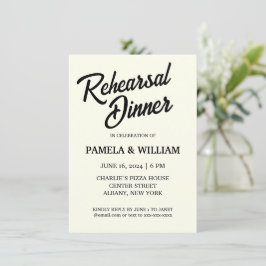 Elfenbeinfarbene Hochzeitsprobe-Dinner-Einladung Einladung