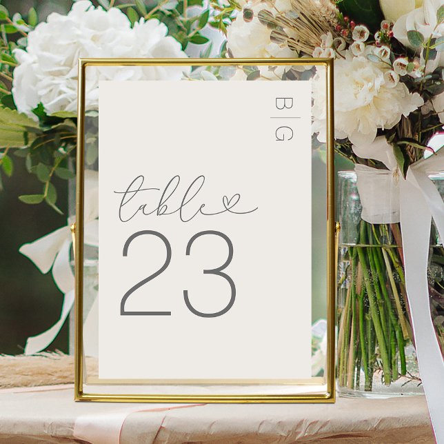Elfenbeinfarbene moderne Monogramm-Hochzeit Tischnummer (Von Creator hochgeladen)