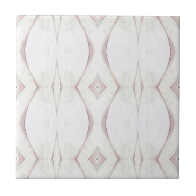 Elfenbeinfarbene, rosa geometrische Kunstdekoratio Fliese (Vorderseite)