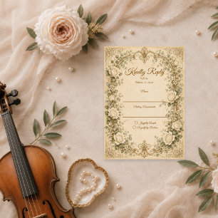 Elfenbeinfarbene Rosenhochzeit RSVP Karte