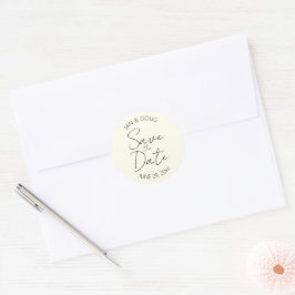 Elfenbeinfarbene stilisierte Hochzeit Save-the-Dat Runder Aufkleber