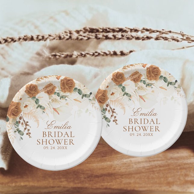 Elfenbeinfarbene Terrakotta-Kalla-Lilien-Brautpart Pappteller (Von Creator hochgeladen)