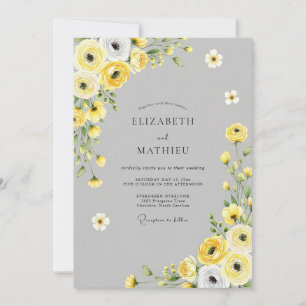 Elfenbeinfarbene Whimsical-Botanical-Hochzeit Einladung