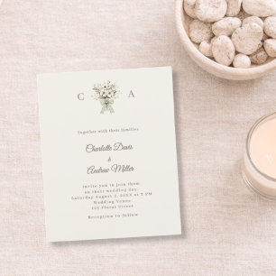 Elfenbeinfarbenes, monogramm-verziertes, grünes Ho