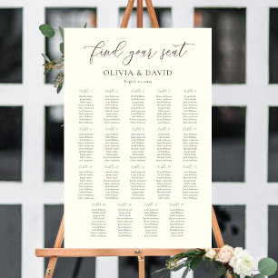 Elfenbeinfarbenskript & Taupe 19 Tische Seating Ch Poster