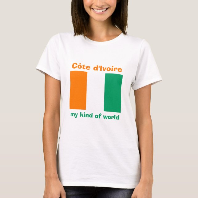 Elfenbeinflagge + Karte + T - Shirt Text (Vorderseite)