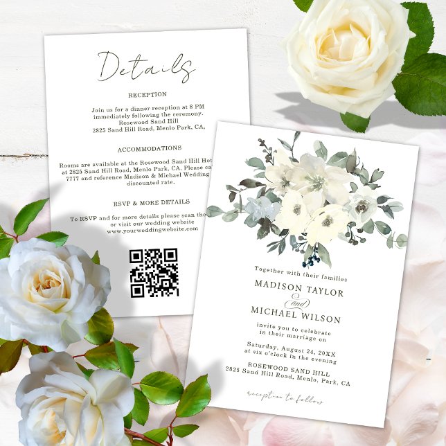 Elfenbeinflora auf einer Hochzeit Einladung (Von Creator hochgeladen)