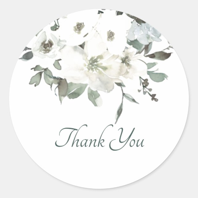 Elfenbeinflora Dank klassischer Rundung Runder Aufkleber (Vorderseite)