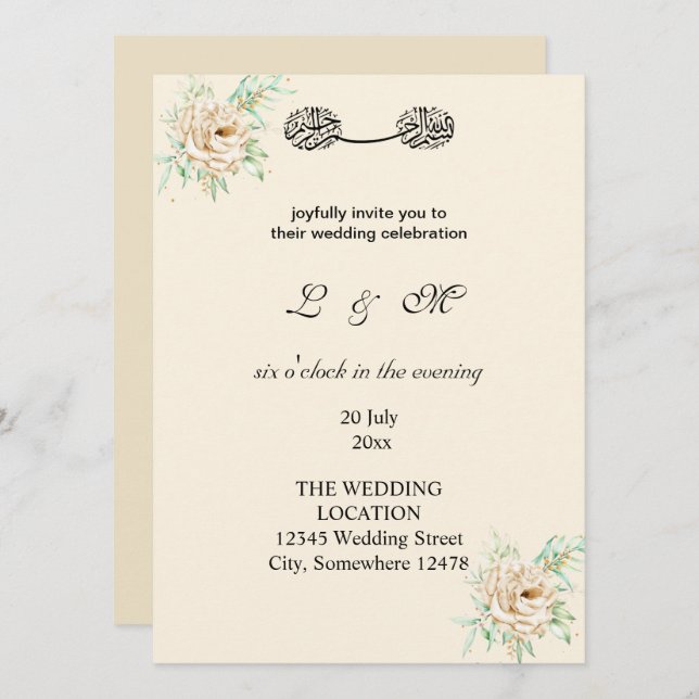 Elfenbeinformulierung, einfach mit Monogramm (Vorne/Hinten)