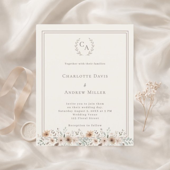 Elfenbeingeflochtener Hochzeitskranz mit Monogramm (Von Creator hochgeladen)