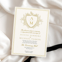 Elfenbeingold klassisches formelles Monogrammwappe