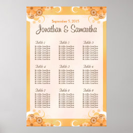 Elfenbeingold und -pfirsiche Tischkarten mit Blume Poster