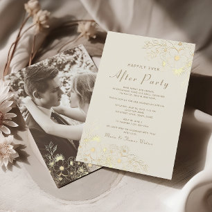 Elfenbeingoldblütenhochzeit nach dem Party Einladu Einladung
