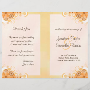 Elfenbeingoldpfirsich Bi-Fold-Hochzeitsprogramme