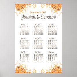 Elfenbeingoldpfirsichkarten für Hochzeitstische Poster