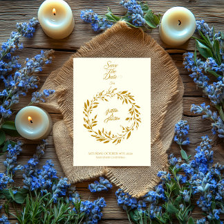 Elfenbeingoldzirkel Save the Date - Hochzeit Einladung