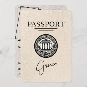 Elfenbeingriechischer Pass Save the Date Karte