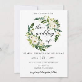 Elfenbeingrüne Rosenblütenhochzeit Einladung