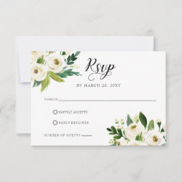 Elfenbeingrüne Rosenblütenhochzeit RSVP Karte