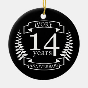 Elfenbeinhochzeit 14 Jahre Keramikornament