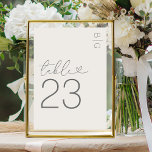Elfenbeinhochzeit Tischnummer<br><div class="desc">Minimale Elfenbeinheirat-Tischnummern mit Ihren Initialen in der oberen rechten Ecke,  das Wort 'Tisch' in einem eleganten Skript-Schriftart,  das ein Liebe Herz,  und die Zahl.</div>