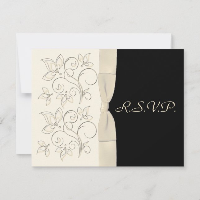 Elfenbeinkarte und schwarze R.S.V.P. RSVP Karte (Vorderseite)
