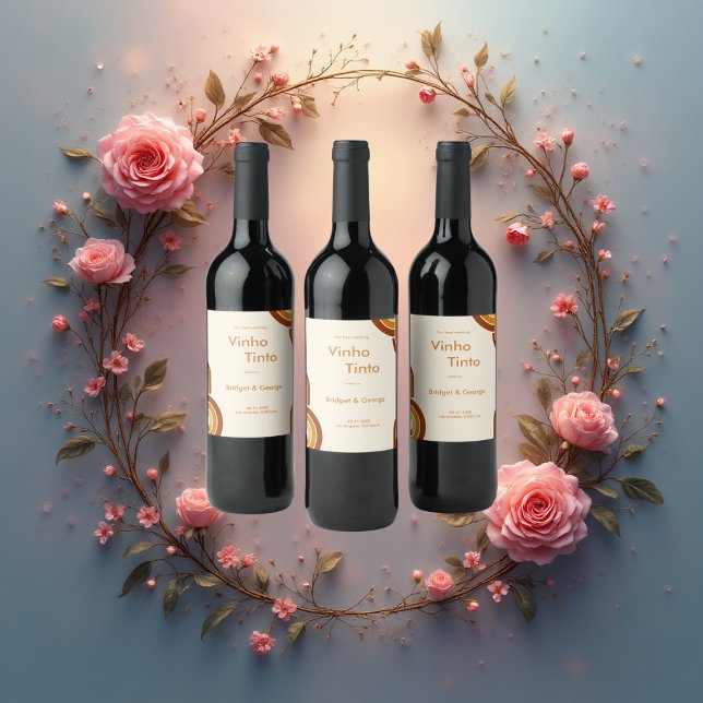 Elfenbeinkühne Retro-Hochzeit der 1970er Jahre Weinetikett (Von Creator hochgeladen)