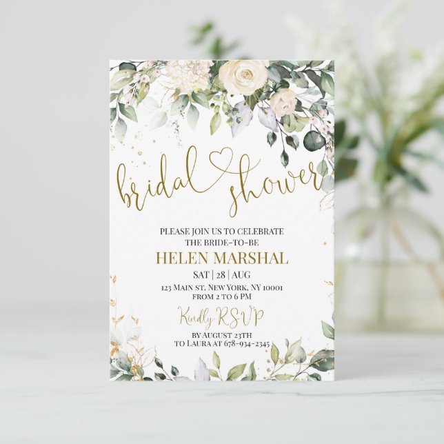 Elfenbeinküste Blume Bridal Dusche Einladung (Stehend Vorderseite)