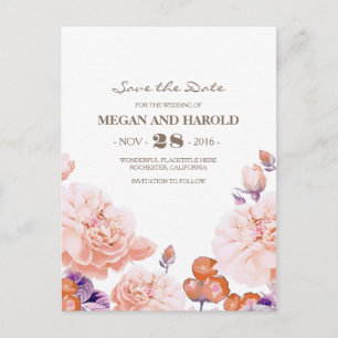 Elfenbeinküste Blume Vintag Elegant Save the Date Ankündigungspostkarte